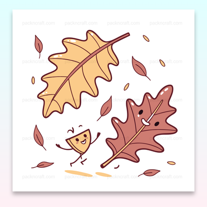 Illustration doodle de feuilles dansantes, parfaite pour thèmes automnaux et déco créative