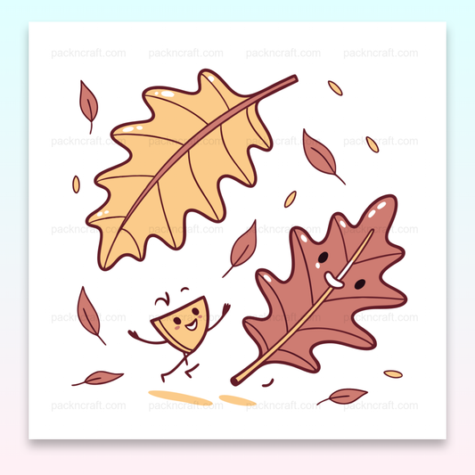 Illustration doodle de feuilles dansantes, parfaite pour thèmes automnaux et déco créative