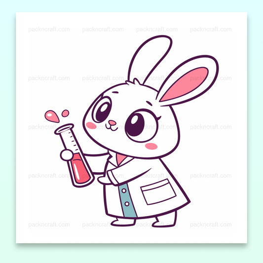 Illustration d'un lapin scientifique curieux en style cartoon pour projets éducatifs et créatifs