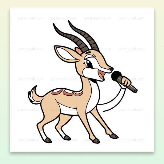 Gazelle chantante au style cartoon, idéale pour projets créatifs.