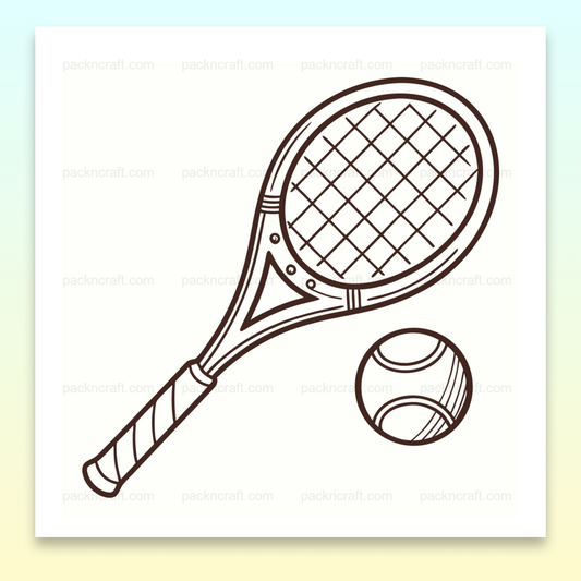 Illustration vectorielle de raquette et balle de tennis en style esquisse pour projets créatifs et DIY