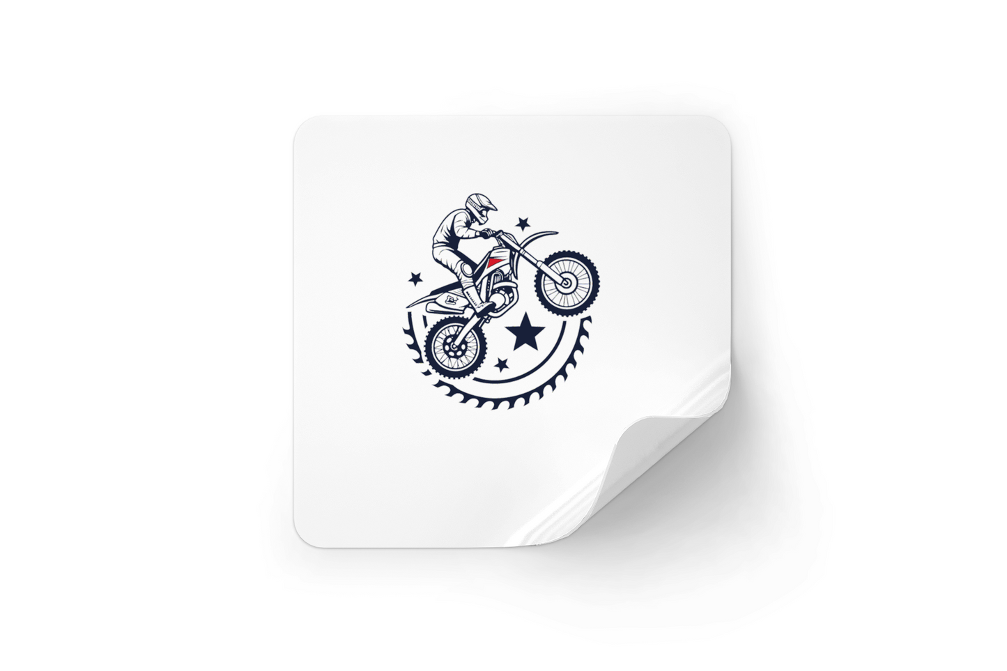 Sticker dynamique montrant un motard en action pour les amateurs de sensations extrêmes