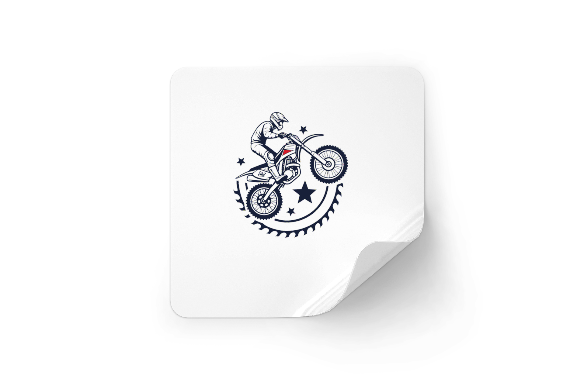 Sticker dynamique montrant un motard en action pour les amateurs de sensations extrêmes