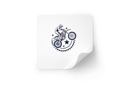 Sticker dynamique montrant un motard en action pour les amateurs de sensations extrêmes