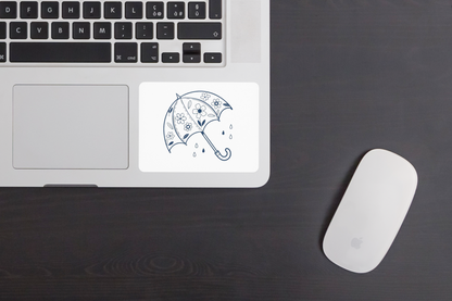 Sticker avec parapluie fleuri sous une pluie douce, parfaite touche printanière