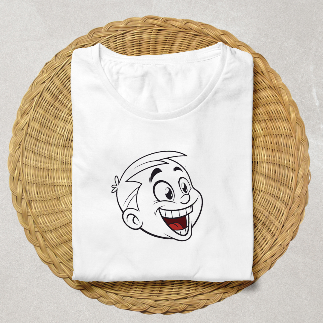 T-shirt joyeux avec dessin cartoon style sourire éclatant