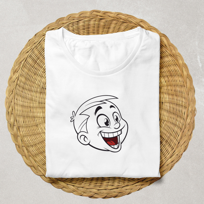 T-shirt joyeux avec dessin cartoon style sourire éclatant