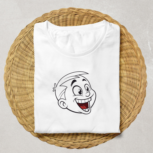 T-shirt joyeux avec dessin cartoon style sourire éclatant