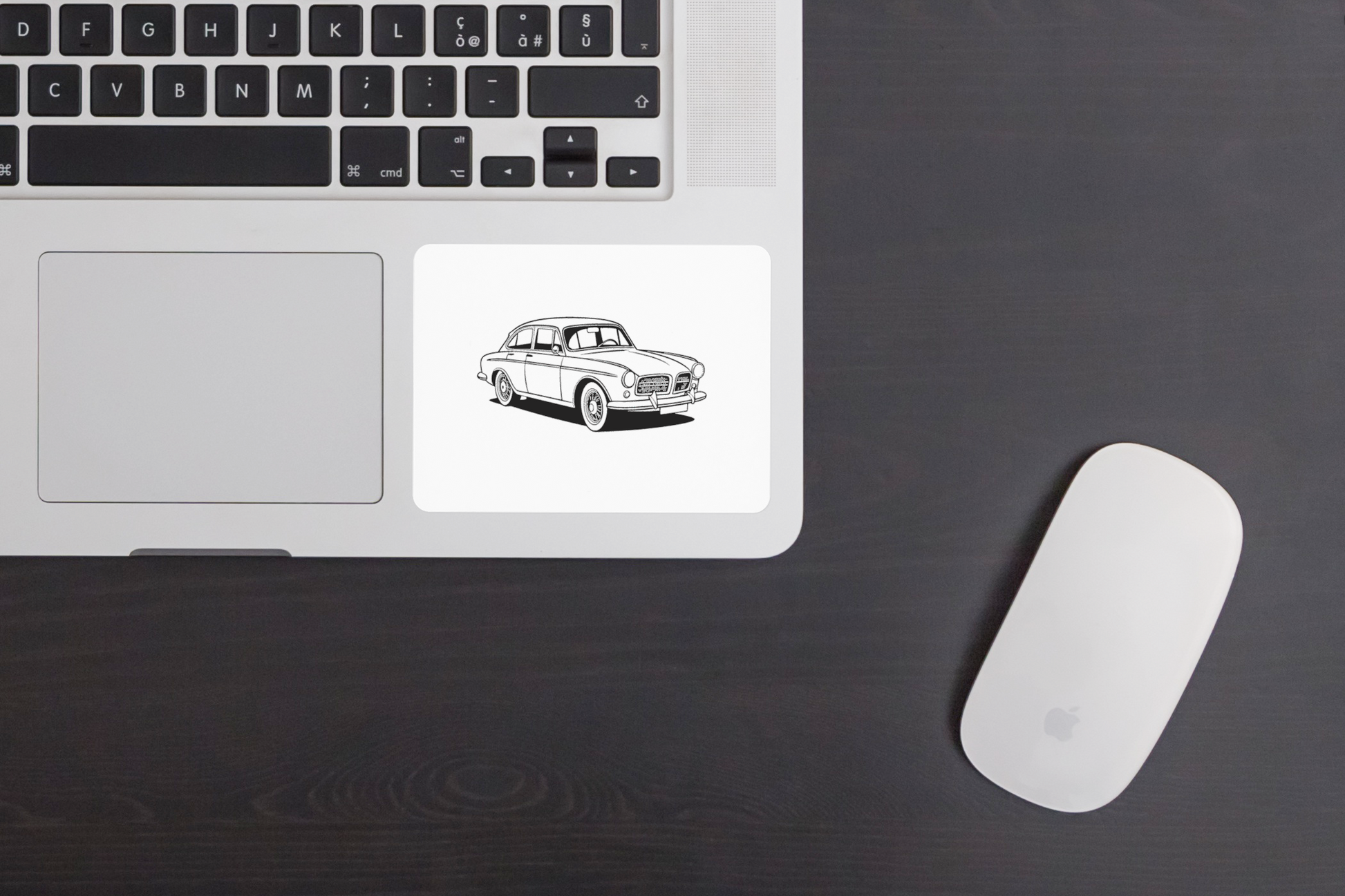 Motif autocollant de la Volvo Amazon, idéal pour personnaliser papeterie et gadgets.