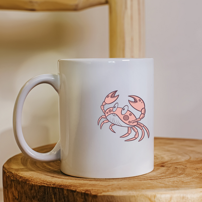 Mug avec un crabe ludique en style marin, idéal pour les amateurs d'océan