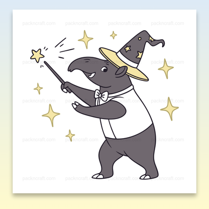 Tapir magicien étoilé, usage pour DIY, papeterie et déco.