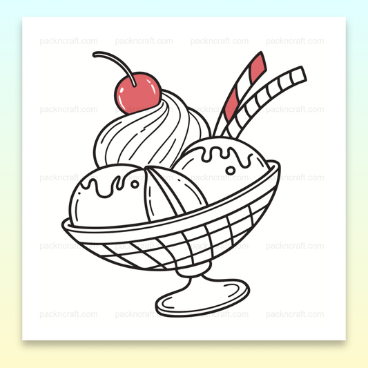 Illustration vectorielle de coupe de glace avec cerise, idéale pour projets créatifs.