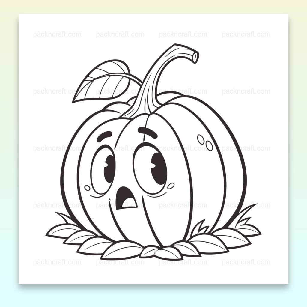 Illustration d'une citrouille au visage surpris, idéale pour projets créatifs Halloween.