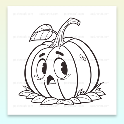 Illustration d'une citrouille au visage surpris, idéale pour projets créatifs Halloween.