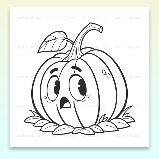 Illustration d'une citrouille au visage surpris, idéale pour projets créatifs Halloween.