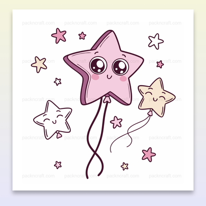 Étoile kawaii rose en ballon, idéale pour les décorations d'anniversaire et projets créatifs