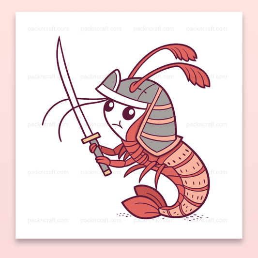 Illustration de crevette samurai en style dessin, idéal pour projets DIY.