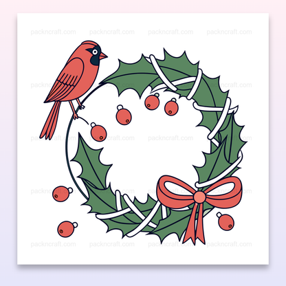 Illustration de cardinal sur couronne de Noël pour décoration et DIY.