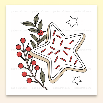Illustration de l'étoile de Noël gourmande avec baies, fichier SVG pour DIY et décoration.