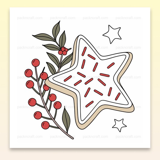 Illustration de l'étoile de Noël gourmande avec baies, fichier SVG pour DIY et décoration.