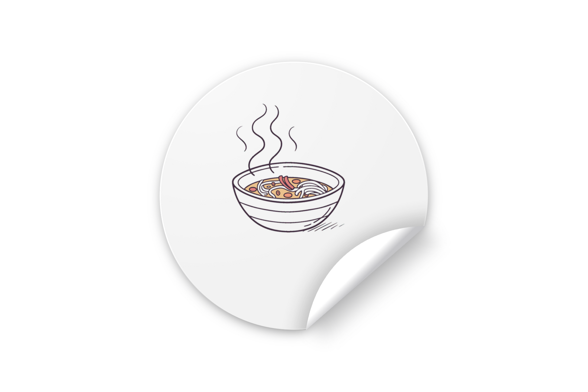Sticker moderne avec bol de ramen fumant style plat pour ambiance cuisine conviviale