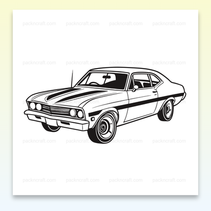 Chevrolet Nova SS Dessin minimaliste rétro, parfait pour décoration., T-shirt Chevrolet Nova SS vintage pour les passionnés d'automobiles., Mug illustré Chevrolet Nova SS, idéal pour une déco rétro-café., Sticker Chevrolet Nova SS détaillé pour personnaliser vos objets., Cadre décoratif Chevrolet Nova SS, ajout parfait à une pièce vintage.