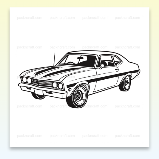 Chevrolet Nova SS Dessin minimaliste rétro, parfait pour décoration., T-shirt Chevrolet Nova SS vintage pour les passionnés d'automobiles., Mug illustré Chevrolet Nova SS, idéal pour une déco rétro-café., Sticker Chevrolet Nova SS détaillé pour personnaliser vos objets., Cadre décoratif Chevrolet Nova SS, ajout parfait à une pièce vintage.