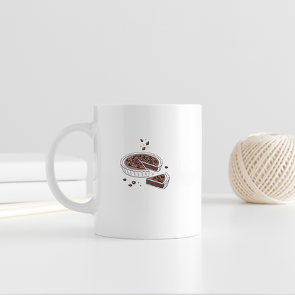 Mug avec une icône appétissante d'une tarte choco noisette sur fond neutre
