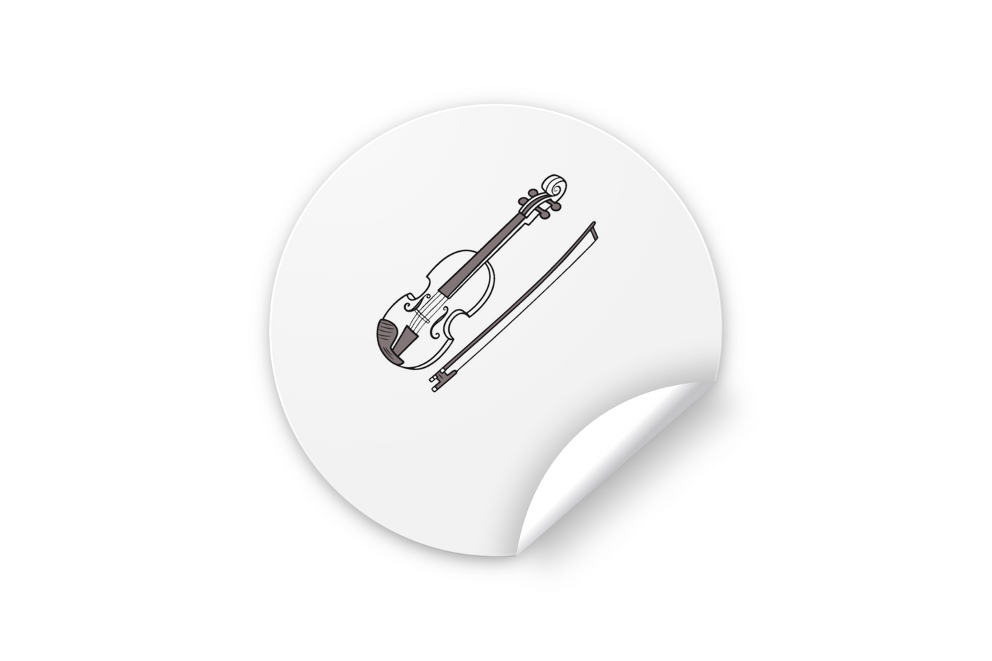 Autocollant avec violon graphique minimaliste sur fond neutre musicalement inspirant