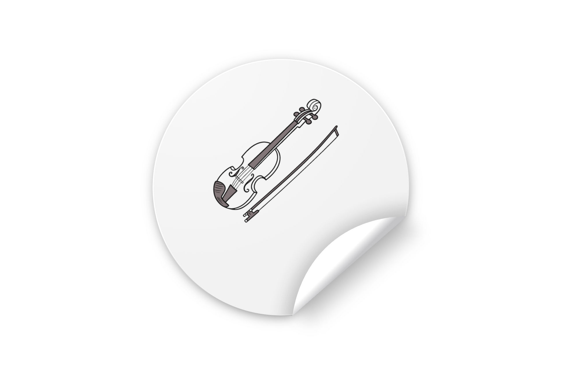 Autocollant avec violon graphique minimaliste sur fond neutre musicalement inspirant