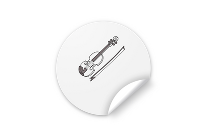 Autocollant avec violon graphique minimaliste sur fond neutre musicalement inspirant