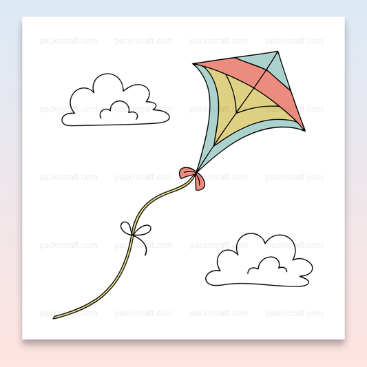 Illustration minimaliste d'un cerf-volant dansant dans le vent pour projets créatifs.