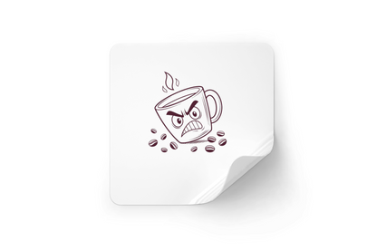 Sticker décoratif amusant avec motif doodle représentant une tasse de café enragée