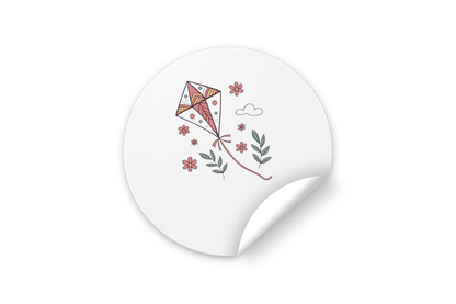 Sticker au design vectoriel floral offrant un cerf-volant amical pour un style printanier