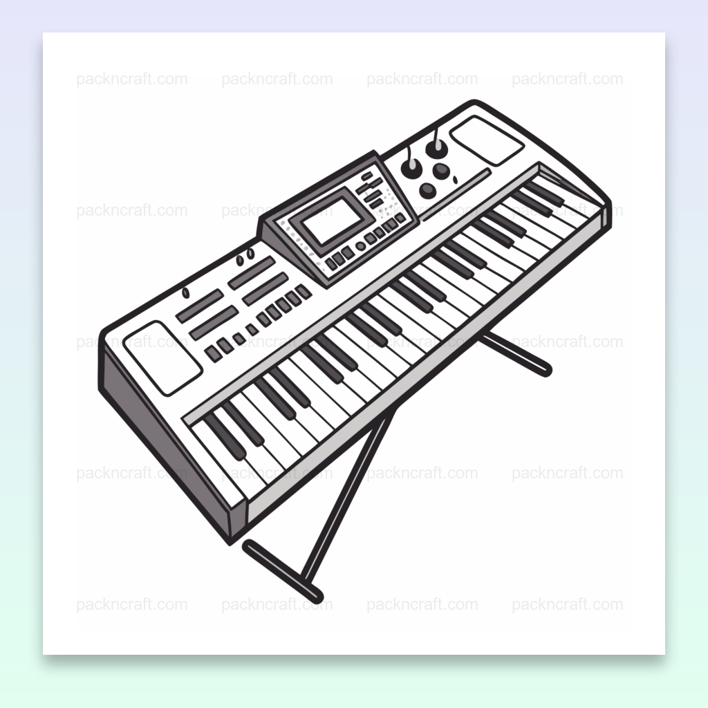 Illustration minimaliste d'un clavier synthétiseur en SVG pour projets créatifs.