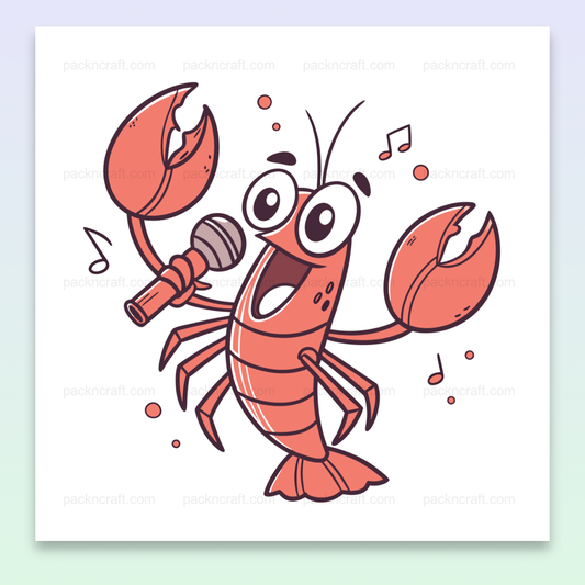 Illustration d'une écrevisse chantante, idéale pour stickers et papeterie.