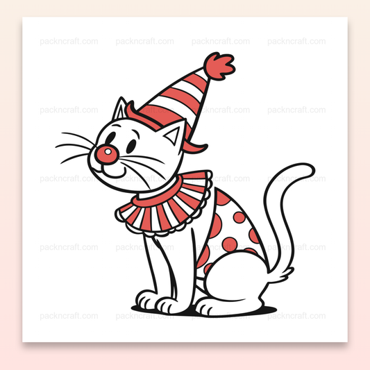 Illustration de chat clown joyeux pour stickers et papeterie