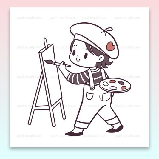 Illustration d'un petit artiste peignant, fichier SVG pour projets créatifs