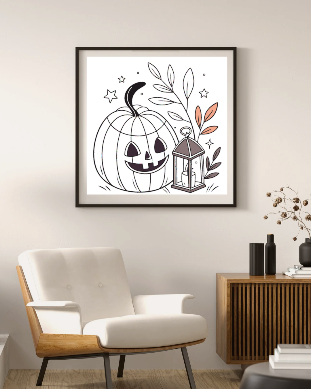 Cadre avec citrouille souriante en style cartoon sur le thème d'Halloween