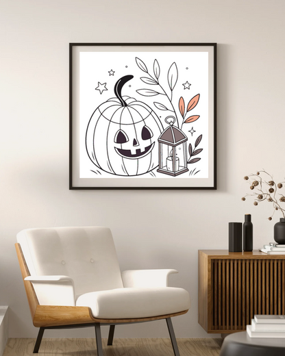 Cadre avec citrouille souriante en style cartoon sur le thème d'Halloween
