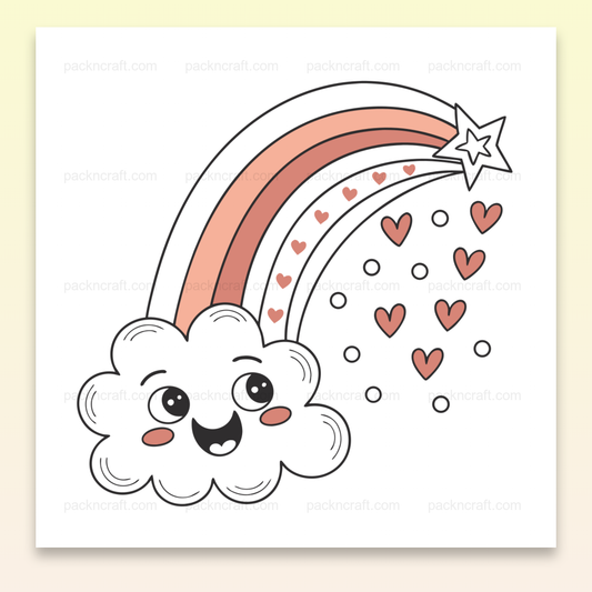 Nuage kawaii illustré pour cartes et décorations, fichier SVG prêt à imprimer.