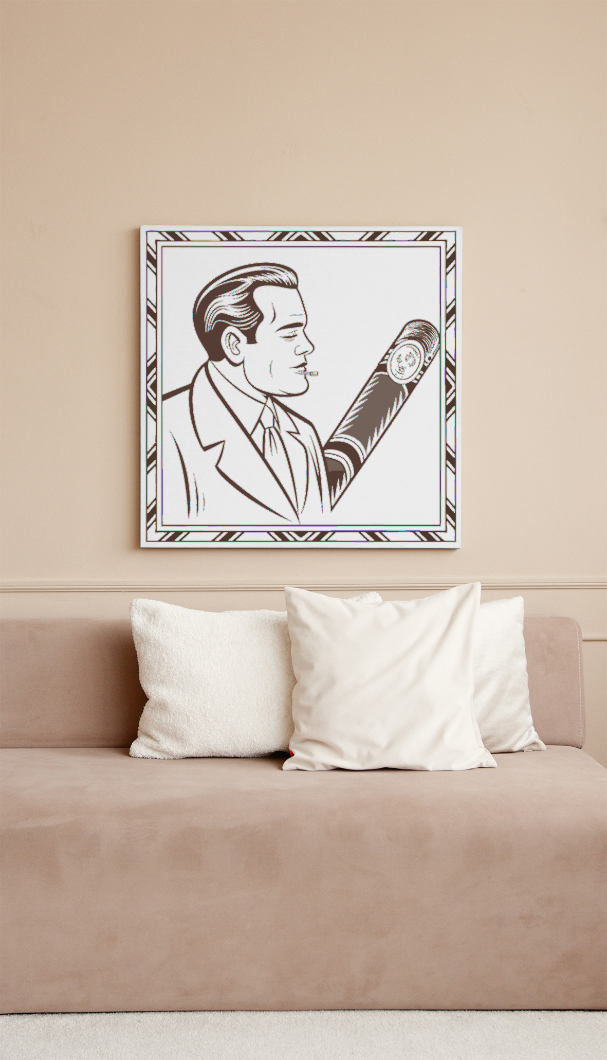 Affiche encadrée d'un homme fumeur au style vintage.