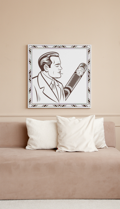 Affiche encadrée d'un homme fumeur au style vintage.