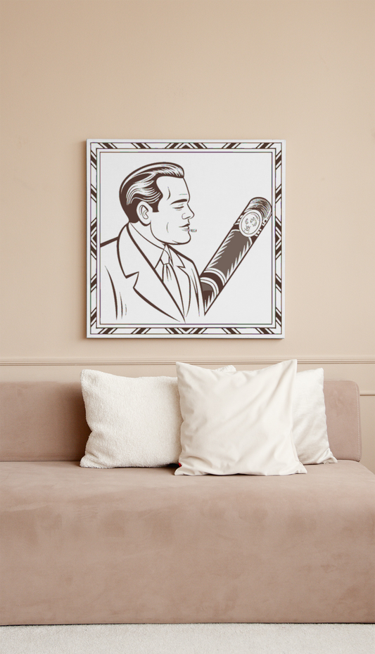 Affiche encadrée d'un homme fumeur au style vintage.