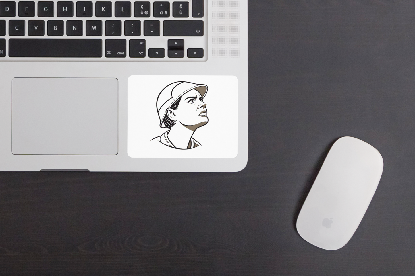 Sticker avec design moderne, explorateur pensif et découverte urbaine en minimaliste