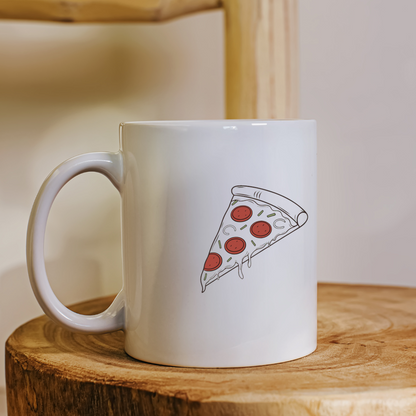 Mug en céramique avec dessin appétissant de part de pizza fondante
