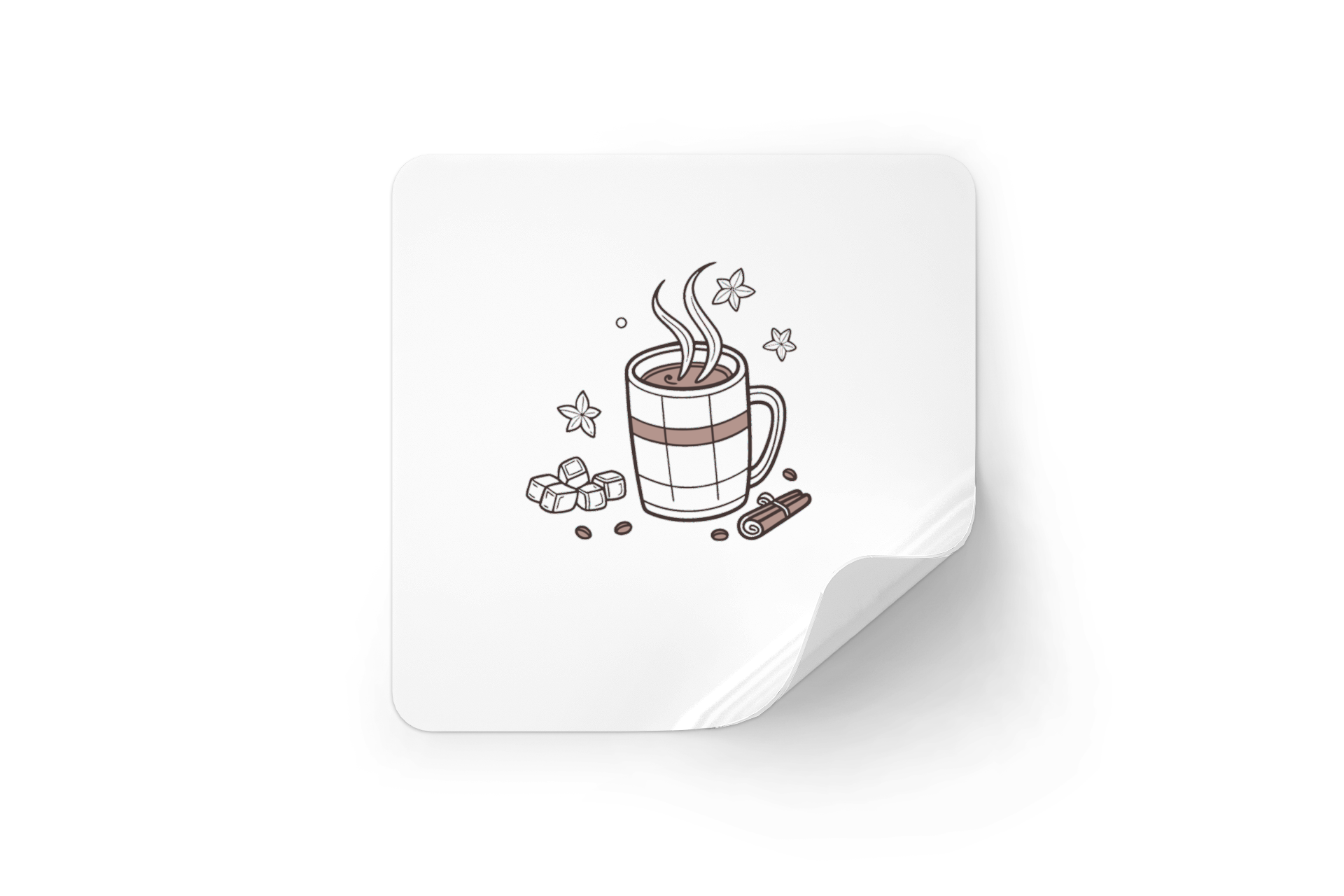 Sticker cocooning au motif chocolat, style doodle chaleureux et hivernal