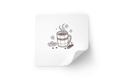 Sticker cocooning au motif chocolat, style doodle chaleureux et hivernal