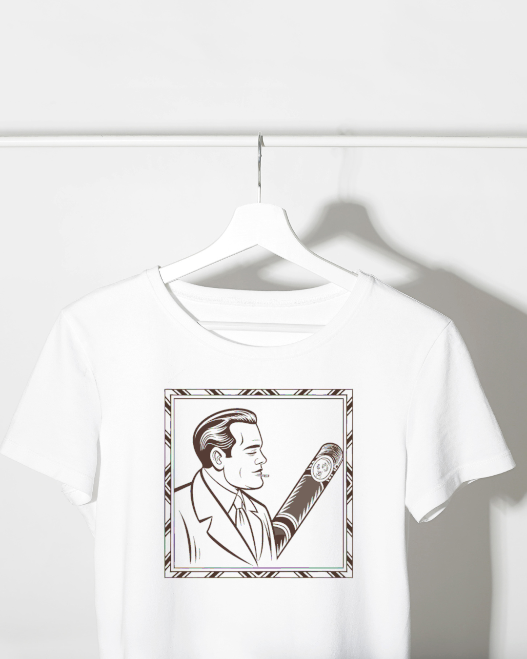 T-shirt avec un motif rétro d'homme fumeur élégant.