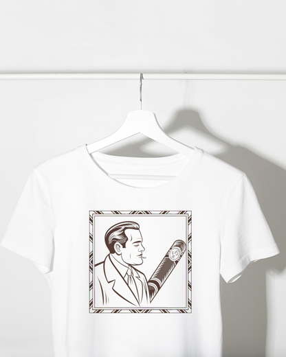 T-shirt avec un motif rétro d'homme fumeur élégant.